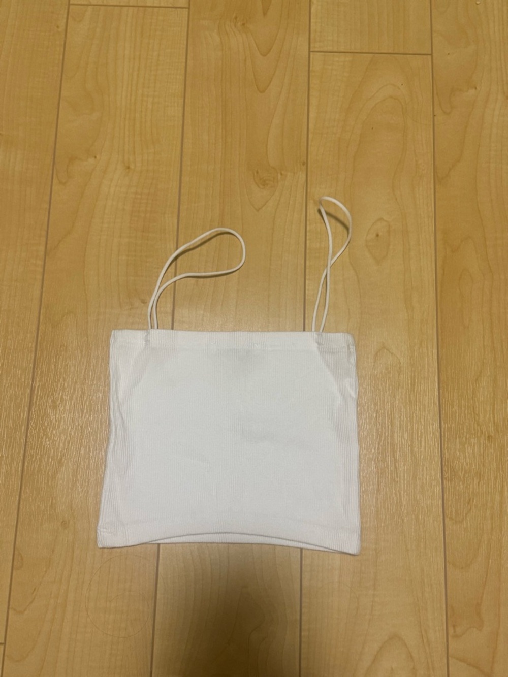 White Ribbed Spaghetti Strap Crop Top - Picture 3 of 4